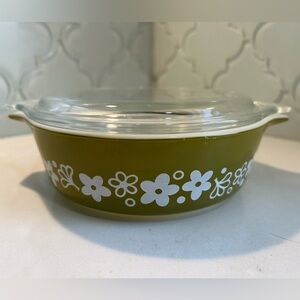 VTG MCM Pyrex Crazy Daisy #471 Round casserole Dish With Lid